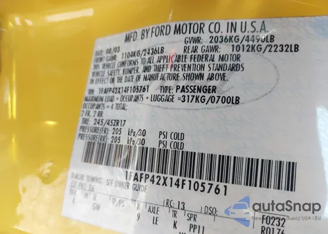 2004 Ford Mustang Gt z USA, uszkodzony, nr VIN 1FAFP42X14F105761